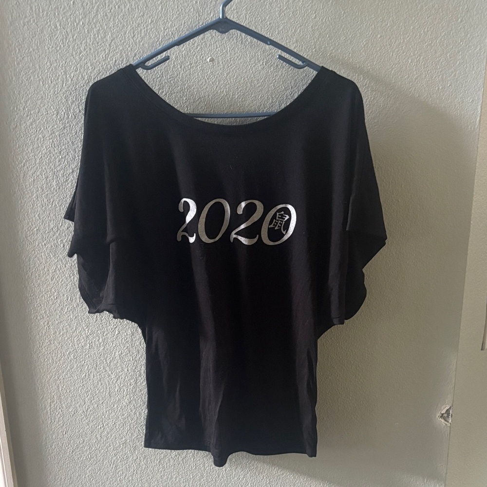 Black Women's Top with Silver '2020' Design